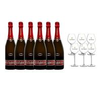 TESTAROSSA 2016 PINOT NOIR MÉTODO CLÁSICO BRUT OLTREPO PAVESE DOCG 75 CL 6 BOTELLAS CON VASOS
