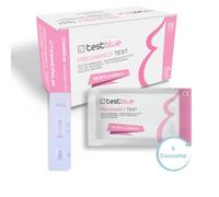 TestBlue Test de Embarazo en Formato Cassette (pack de 5) - Prueba de Embarazo de Alta Sensibilidad hCG 99,98% Precisa | Detección Temprana y Resultado Rápido | Test Fiable y Fácil de Usar en Casa