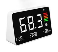 Tester de Escritorio del Medidor de Decibelio con Pantalla LED, Medidor de Sonido de Nivel de Sonido de 30 a 130 DB que Muestra Ruido, Temperatura y Humedad, Medidor de Ruido