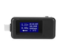 Tester Tipo C Multifuncional, Medidor Digital Voltaje Corriente, Pantalla Clara Blanca - Preciso y Compacto, Control de Carga, Uso Profesional y Doméstico (negra)