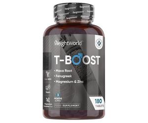 Testo Booster 180 Comprimidos - Suplemento con 12 Ingredientes como Maca Negra, Extracto de Fenogreco, Zinc y Magnesio para 3 Meses de Suministro