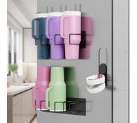 testyu 3 Piezas Portavasos Magnético para Refrigerador Portavasos Stanley de 40 oz con Organizador de Tapa para Vaso, Magnético para Botellas de Agua, Accesorios para Refrigerador de Cocina