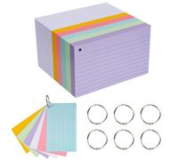 testyu 500 Piezas Tarjetas Estudio con Anillo 13 x 8 cm, Flashcards se Pueden Escribir en Ambos Lados y Engrosar Perfecto para Aprender, Oficina Escolar Notas y Listas, 6 Colores