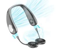 testyu Ventilador cervical con refrigeración USB, 9000 mAh, ventilador portátil recargable, batería silenciosa, mini USB, ventilador de cuello portátil con 2 ventiladores USB extraíbles