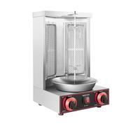 TESUGN - Barbacoa de kebab vertical de 3 kW de acero inoxidable, 2 quemadores de gas, rotación de 360°, con dos tubos calefactores, máquina de gas para pollo, pavo, tacos, kebap