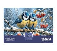 Teta Azul Puzzle De 1000 Piezas Rompecabezas para Adultos Rompecabezas 1000 Piezas para Adultos sucursal Snowy Berry para Amantes Amigos Rompecabezas Imposable 70x50cm/1000pcs