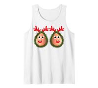 Tetas de Reno Feo Pijama navideño Cuernos de venado Sexy Camiseta sin Mangas, Hombre, Blanco, XL