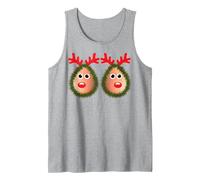 Tetas de Reno Feo Pijama navideño Cuernos de venado Sexy Camiseta sin Mangas, Hombre, Gris Jaspeado, S