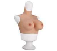 Tetas Falsas Cuello Redondo Pechos De Silicona Forma De Coraza Realista Para Travestis Transgénero Travesti Copa E (Cotton)