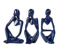 Tetaybon Decoración de baño Azul de 3 Piezas pequeñas para estantes, estatuas de Pensador de Resina, esculturas, decoración del hogar, Sala de Estar