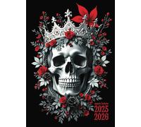 Tête de mort : Agenda scolaire 2025-2026 Journalier 1 jour par page Petit format 12x17 cm - Skull, Gothique, Roses rouges: CM2, collège, lycée, étudiant | Rock Metal | Original
