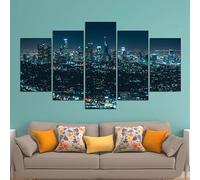 TETEOLALA Lienzos decorativos cuadros pared lienzo Los Angeles Skyline Ciudad arte de pared de lienzo 5 piezas cuadros decoracion salon modernos cuadros para dormitorios