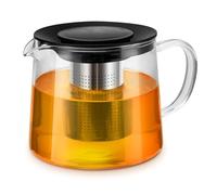 Tetera, 1,5 L, tetera de vidrio borosilicato, tetera de cristal, jarra de cristal con colador de acero inoxidable, protección contra sobrecalentamiento, jarra de cristal con tapa para té suelto, té de