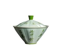 Tetera china de cerámica para el hogar, 100 ml, con poemas escritos a mano, color verde
