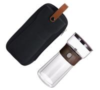 Tetera compacta e individual que resalta el plan de verificación para preparar líquidos desde el Incluye bolsa de viaje para un práctico regalo de té