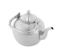Tetera con colador, tetera de acero inoxidable 201, 2 L, con tapa, duradera, resistente a los arañazos, apta para inducción, gas, halógeno y vitrocerámica, apta para casa, gastronomía y camping (plata