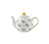 Tetera con infusor para té de hojas sueltas, color blanco con ilustración de animales (cebra)