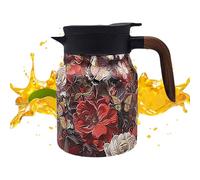 Tetera con patrón floral vintage, hervidor de agua esmaltado floral, hervidor de té de acero inoxidable floral, tetera a prueba de goteo de 1000 ml, hervidor de té de cocina con infusor de té para el