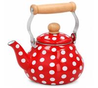Tetera de Acero Esmaltado para Té e Infusiones, Hervidor de Agua con Mango y Pomo de Madera, Apta para Inducción, Gas, Vitrocerámica y Eléctrica, 1,2 L