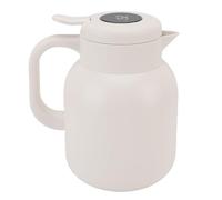Tetera de acero inoxidable aislamiento de vacío, bote de dispensador de retención de frío y frío con pantalla de temperatura del colador de malla fina y pico de vertido ergonómico (Black) (White)
