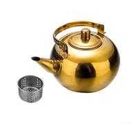 Tetera de acero inoxidable con filtro para aplicaciones de elaboración de cerveza casera, base circular que mejora el contacto para un calentamiento más rápido (1,5 L)