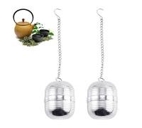 Tetera de acero inoxidable de 2 piezas, filtro de té con cadena, tetera suelta, bolas de té sueltas, filtro de bola de té, filtro de polvo de té, adecuado para tazas y teteras (plata)