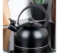 Tetera de acero negro con silbato, 2L