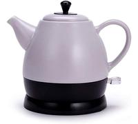 Tetera de Agua de cerámica, Tetera de Agua inalámbrica, Jarra de Tetera-Retro 1L, 1350W Agua rápida para té, café, Sopa, Base removible de Avena, Potencia automática, protección Seca de hervir/Gris