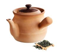 Tetera de arcilla con asa lateral, Tetera de cerámica china vintage, Olla decorativa portátil resistente al calor for acampar al aire libre y preparar cerveza en casa