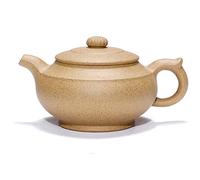 Tetera de arcilla hecha a mano 11 oz 300 ml ollas chinas arcilla amarilla auténtica Zisha infusor hecho a mano para Han bian estilo zhima olla de arcilla china tradicional arte arte beber cultura