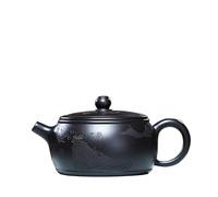 Tetera de arcilla morada de 175 ml, hecha a mano, mineral crudo, zhu negro, tetera china zisha