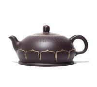 Tetera de arcilla púrpura Famosas teteras de arena púrpura Yixing hechas a mano 24K tetera de loto de Buda dorado de gran capacidad tetera de barro púrpura juego de té especial