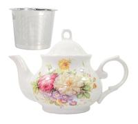 Tetera de cerámica clásica vintage británica, 30 oz, perfecta para reuniones diarias (blanco, grande)