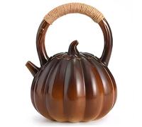 Tetera de cerámica con forma de calabaza de 1100ml con asa y tapa, tetera con silbido única para estufa, gran capacidad