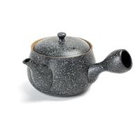 Tetera de cerámica TEANAGOO con infusores para té suelto | Teteras grandes con asa lateral/Kyusu japonés (21 oz) con infusor | Teteras chinas para fiestas de té Juego porcelana VP2, Rock Black