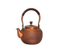 Tetera de Cobre Puro Tetera Hervidor Jarra Caldera con Tapa de Botón y Fino Antigoteo Mango Arqueado Cómodo Superficie Texturizada Apto para Té Suelto, 1300, style to 1