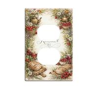 Tetera de cocina dúplex para toma de corriente, placas de pared rústicas, cestas vintage, pan, otoño, terroso, plástico, tamaño estándar, placas faciales para enchufes eléctricos para el hogar, sala