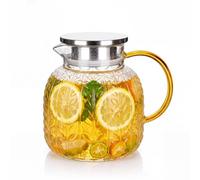 Tetera de cristal con colador, 1,3 L, resistente al calor, de vidrio de borosilicato, con tapa de acero inoxidable, para té, café, agua y bebidas frías (1,3 L)