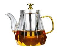 Tetera de cristal con colador, tetera de cristal, 1000 ml, tetera con colador, tetera de cristal resistente al calor, sin goteo, para té negro, té verde, té de frutas aromáticas
