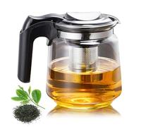 Tetera de cristal de alta calidad, 1,5 litros, con tapa, resistente al calor, con colador, tetera con filtro de acero inoxidable, tetera de cristal, tetera de cristal, tetera para preparar té suelto
