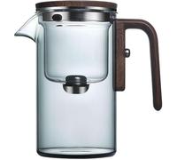 Tetera de cristal encantada con infusor 2 en 1 con control de prensa mágica con mango de madera para té suelto, diseño de brujería, color gris, 520 ml