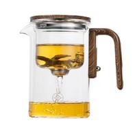 Tetera de Cristal Mágica Con Separador de Agua y Mango de Madera - Infusor y Colador Incluidos - Transparente (520 ml)