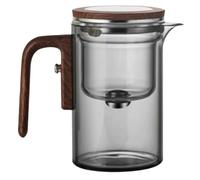 Tetera de helado, tetera de cristal para té, té con mango de madera, tetera con mango de madera, 4,6 x 14 cm, tetera de vidrio con separación de agua con mango de madera para preparar, filtrar