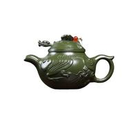 Tetera de Kung Fu Para Hacer té Juego De Té Con Decoración Creativa For Sala Estar, Tetera Forma Pez Barro Verde Esmeralda Y Dragón Juego de Té de Cerámica