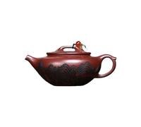 Tetera de Kung Fu Para Hacer té Tetera De Arcilla Morada For El Hogar, Plana Con Paisaje Tallado A Mano Original Juego de Té de Cerámica