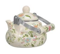 Tetera de porcelana esmaltada de 1,5 L, hervidor floral vintage con mango frío, sin silbato para preparar té y café