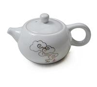 Tetera de porcelana, tetera pequeña de 6 onzas, juego de té chino gongfu blanco (nubes de auspicio)
