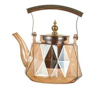 Tetera de té hirviendo con mango de cobre, tetera de vidrio transparente resistente al calor para oficina