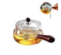 Tetera de vidrio con infusor de rotación de 360, tetera de té de Gongfu china, tetera de té transparente portátil resistente al calor de 500 ml, con mango de madera A