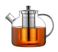 Tetera de vidrio Ehugos, 1500ml Tetera segura para estufa con infusor Vaso de agua de vidrio de borosilicato Jarra para té transparente para agua caliente/helada, bebida de jugo